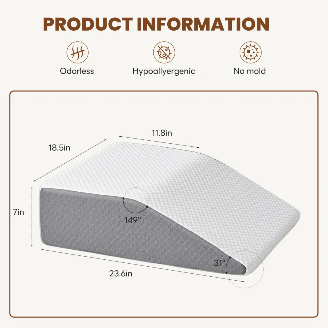 Wedge Pillow Memory Foam Therapeutic LUMIERA 7Inch