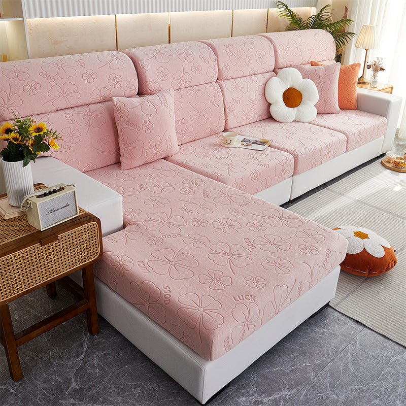 Sectional Sofa Seat Cover Non-Slip Floral LUCETTE Clover Gouache-Backrest M Code