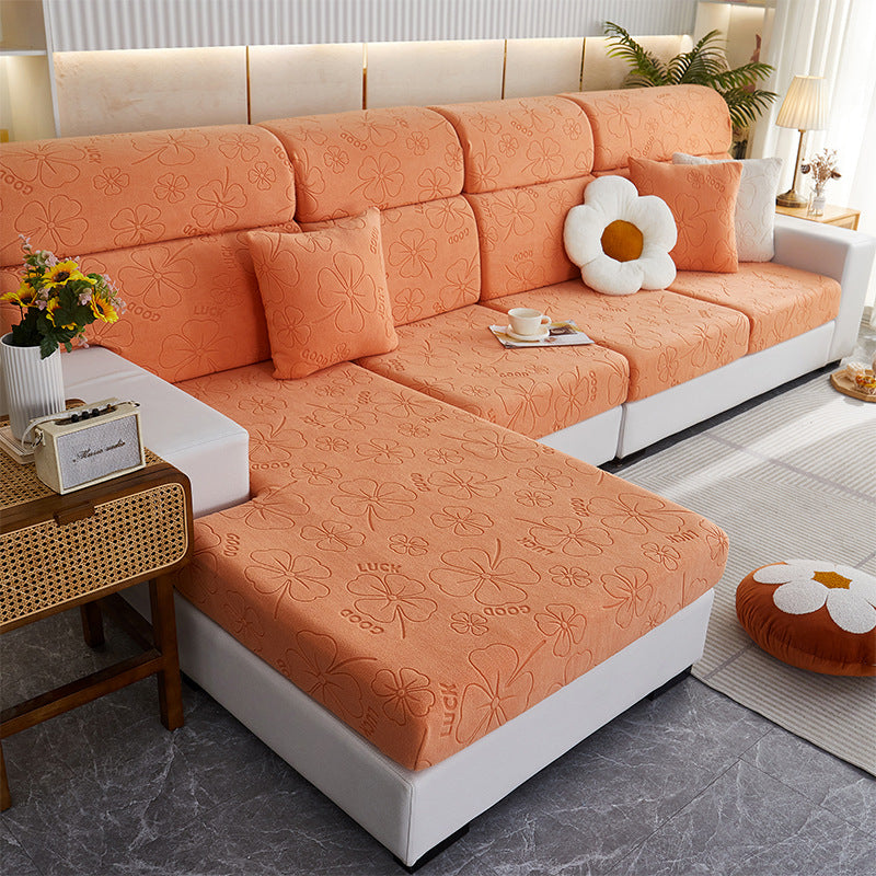 Sectional Sofa Seat Cover Non-Slip Floral LUCETTE Clover Orange-45x 45 Pillow Cover