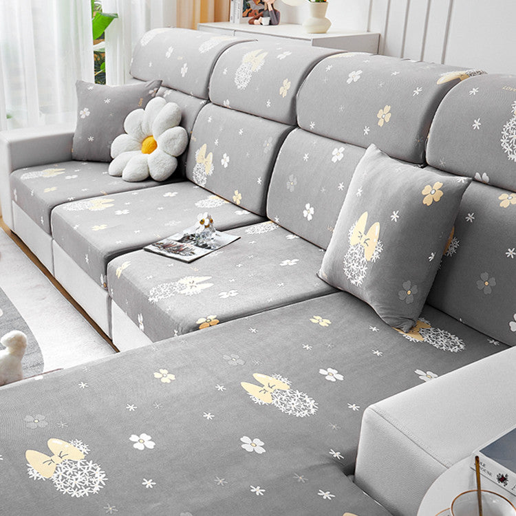 Sectional Sofa Seat Cover Cooling Non-Slip ELOISE Flower Snow-Extra Large Three People