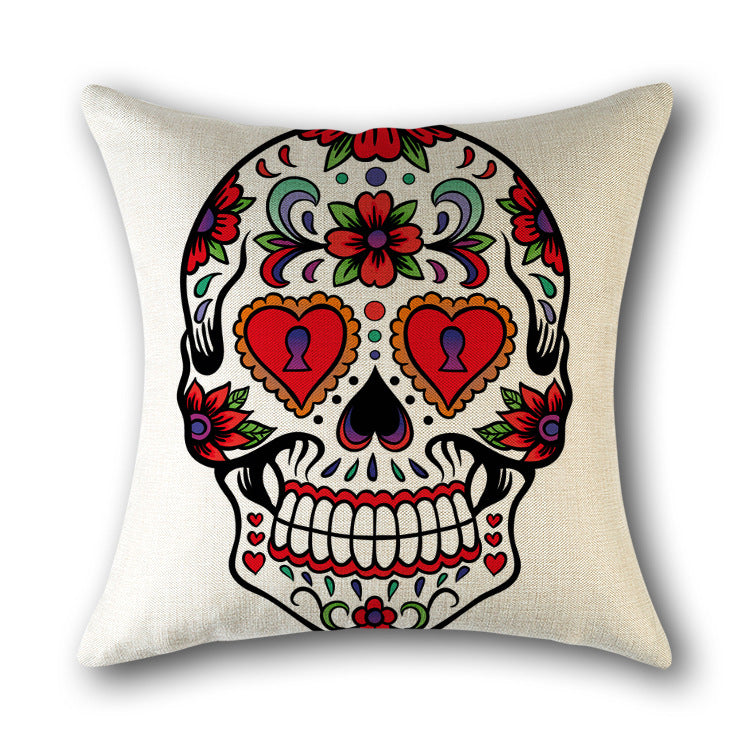 Decor Pillow Cover Linen Skullprint NOIRÉA 2 style-45x45cm