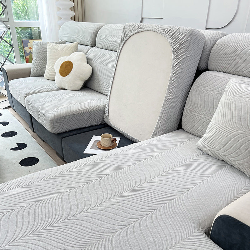 Sofa Seat Cover Waterproof Jacquard ELODIE Light Gray-Pillowcase