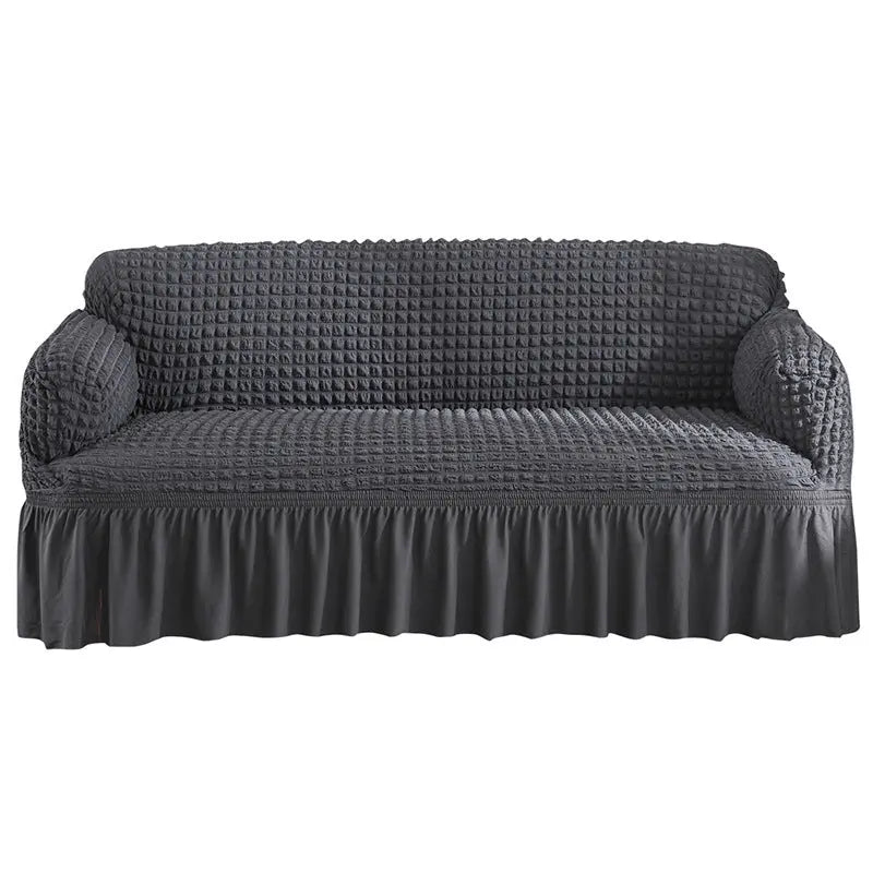 Loveseat Cover Lace Stretchable LUMIÈRE Dark Grey-pillowcase