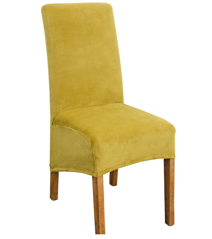Dining Chair Covers Stretch Flannel SÉLUNE Yellow green-38x39x60x90