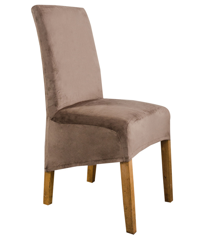Dining Chair Covers Stretch Flannel SÉLUNE Coffee -38x39x60x90
