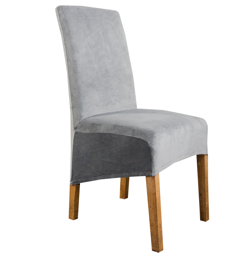 Dining Chair Covers Stretch Flannel SÉLUNE Carbon grey-38x39x60x90