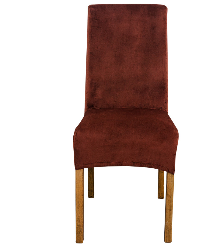Dining Chair Covers Stretch Flannel SÉLUNE Dark coffee-38x39x60x90