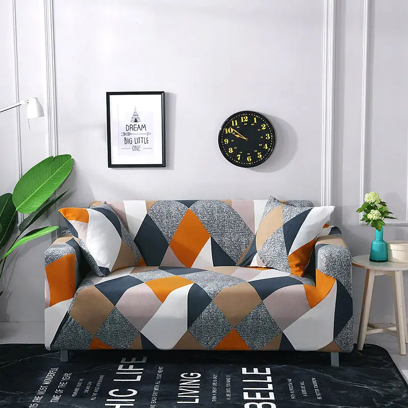 Loveseat Cover Stretch Pet-Friendly LUMIÈRE Rubik Cube-Four persons 235 300-Without pillowcase
