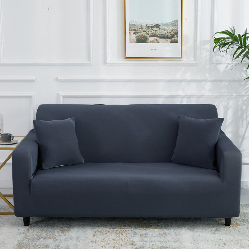 Stretch Sofa Covers Thick Knit VIVETTE Three persons 190 230cm-Dark gray