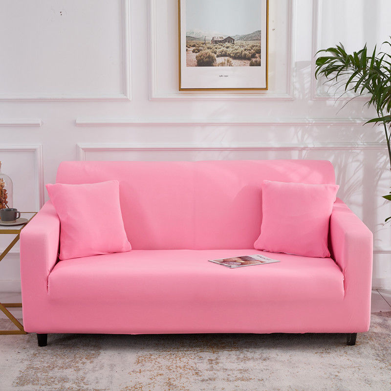 Stretch Sofa Covers Thick Knit VIVETTE Four persons 235 300cm-Light Pink