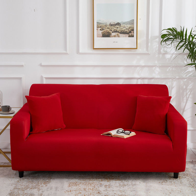 Stretch Sofa Covers Thick Knit VIVETTE Four persons 235 300cm-Scarlet