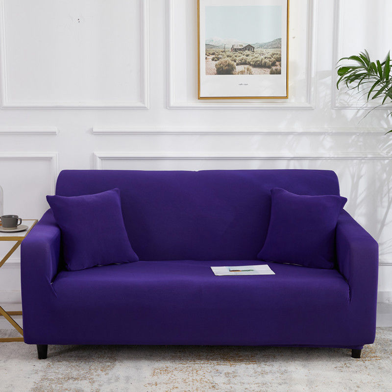 Stretch Sofa Covers Thick Knit VIVETTE Four persons 235 300cm-Deep purple