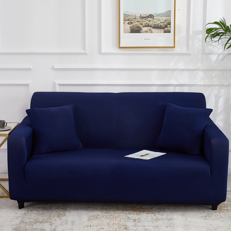 Stretch Sofa Covers Thick Knit VIVETTE Three persons 190 230cm-Dark Blue