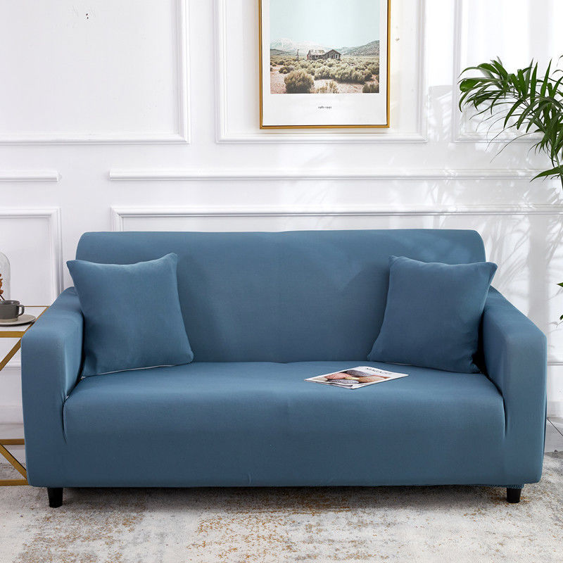 Stretch Sofa Covers Thick Knit VIVETTE Three persons 190 230cm-Lake Blue