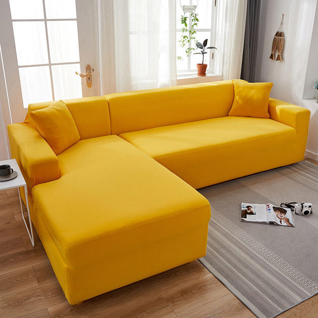 Corner Sofa Cover Stretchable Elastia Yellow-235TO300CM
