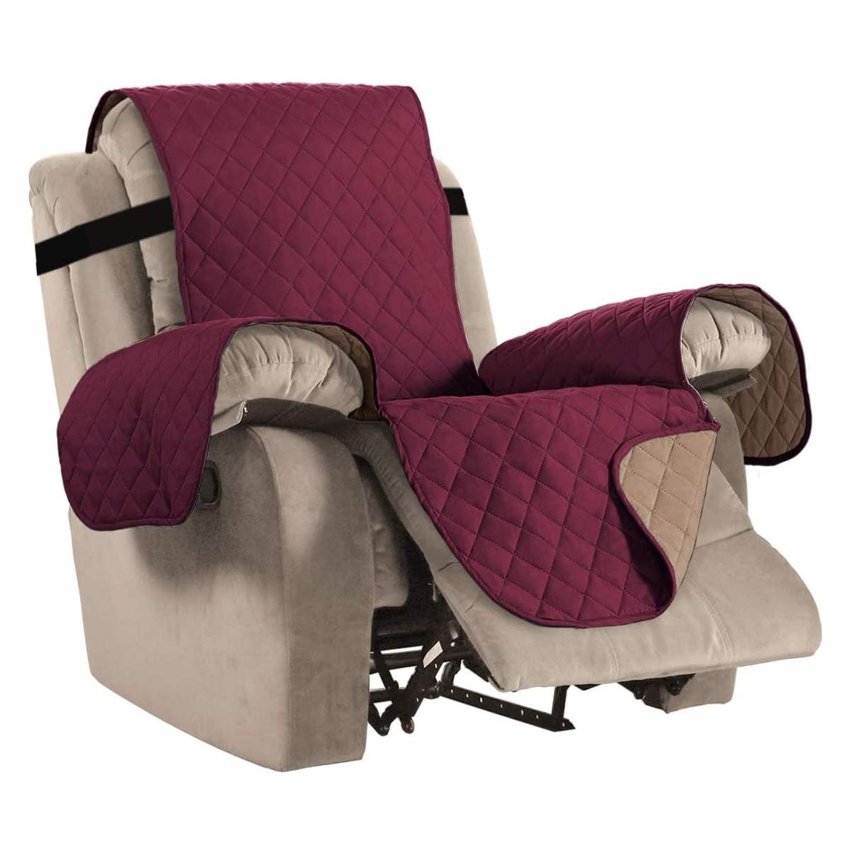 Recliner Chair Cover Non-Slip Chloé Red wine-small