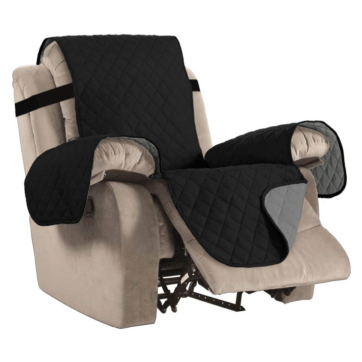 Recliner Chair Covers Non-Slip Polyester LUMIERA Black-small