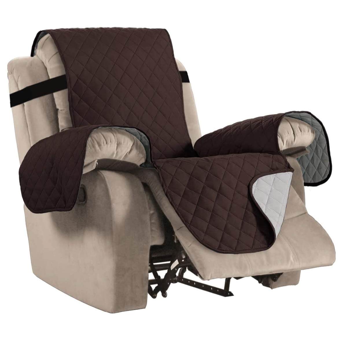Recliner Chair Covers Non-Slip Polyester LUMIERA Brown-Large