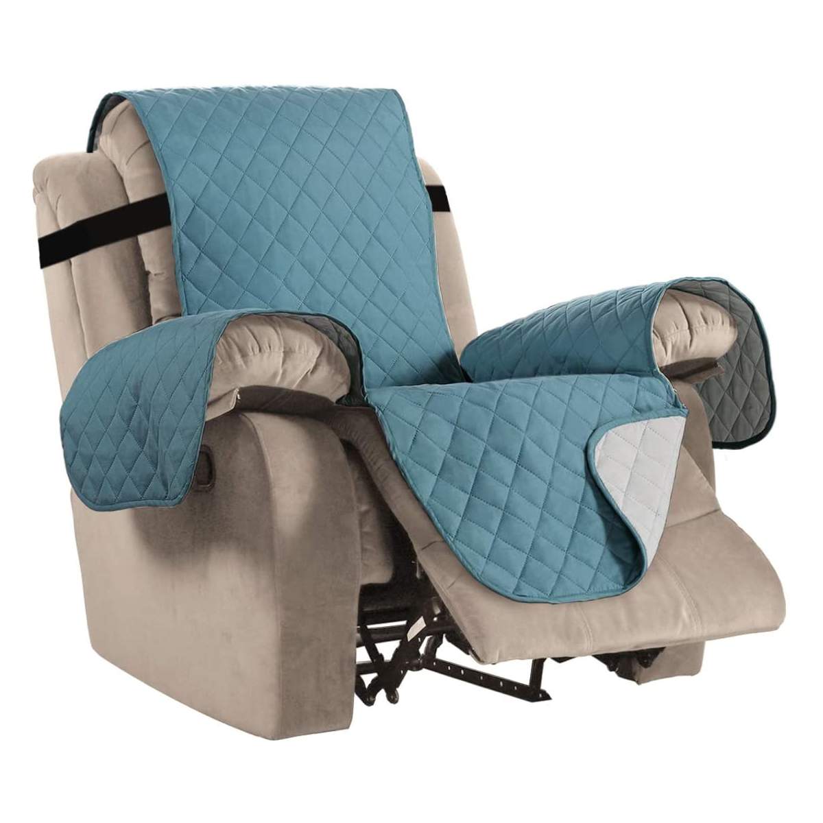 Recliner Chair Cover Non-Slip Chloé Gray blue-small
