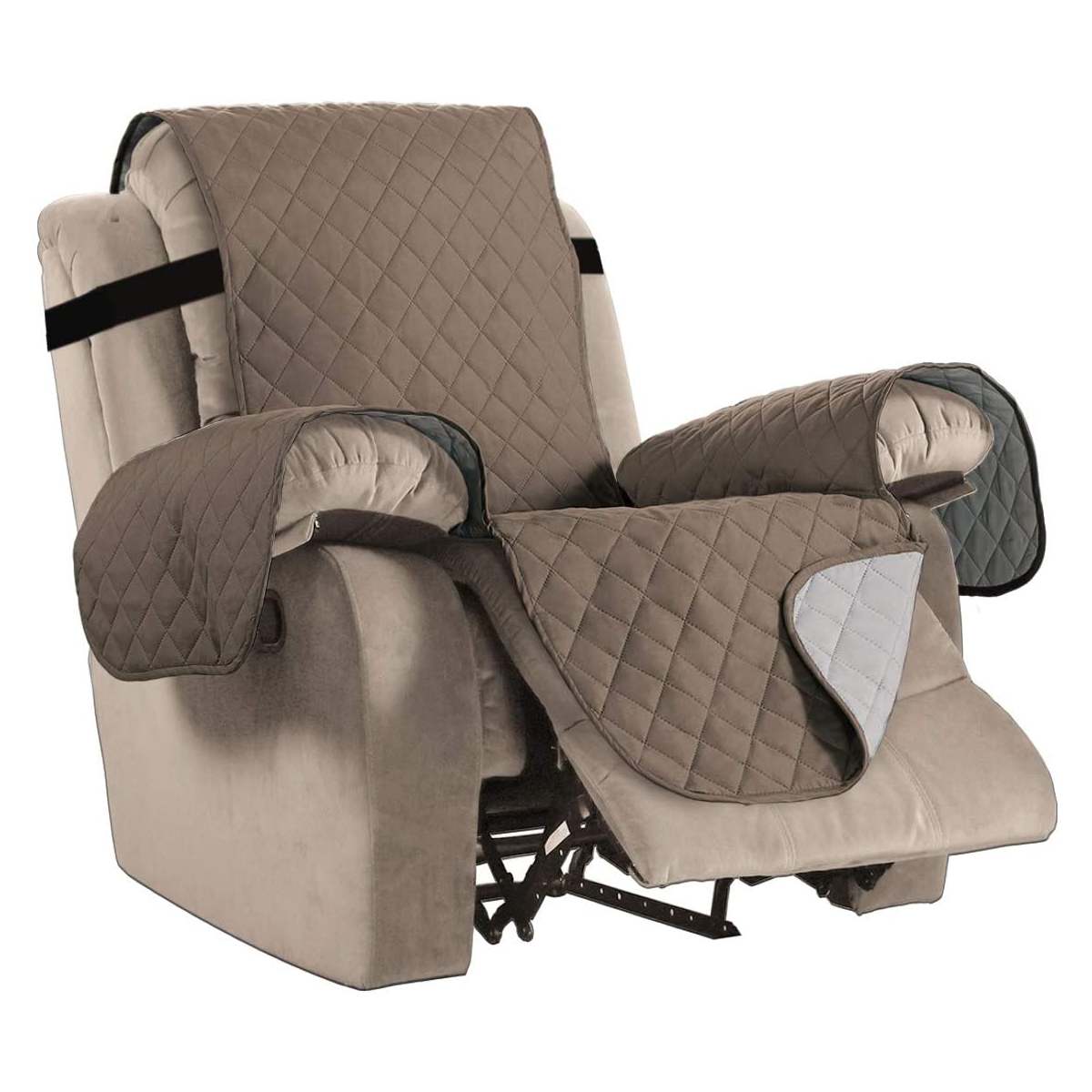 Recliner Chair Covers Non-Slip Polyester LUMIERA Taupe-Large