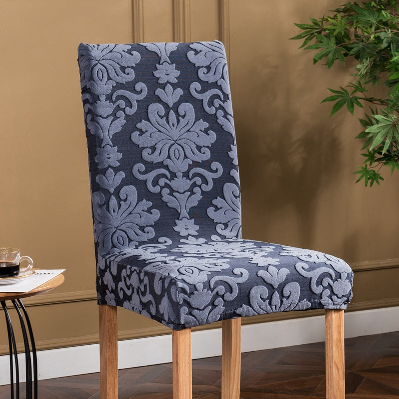 Dining Chair Cover Jacquard Stretchable LUMIÈRE Gray