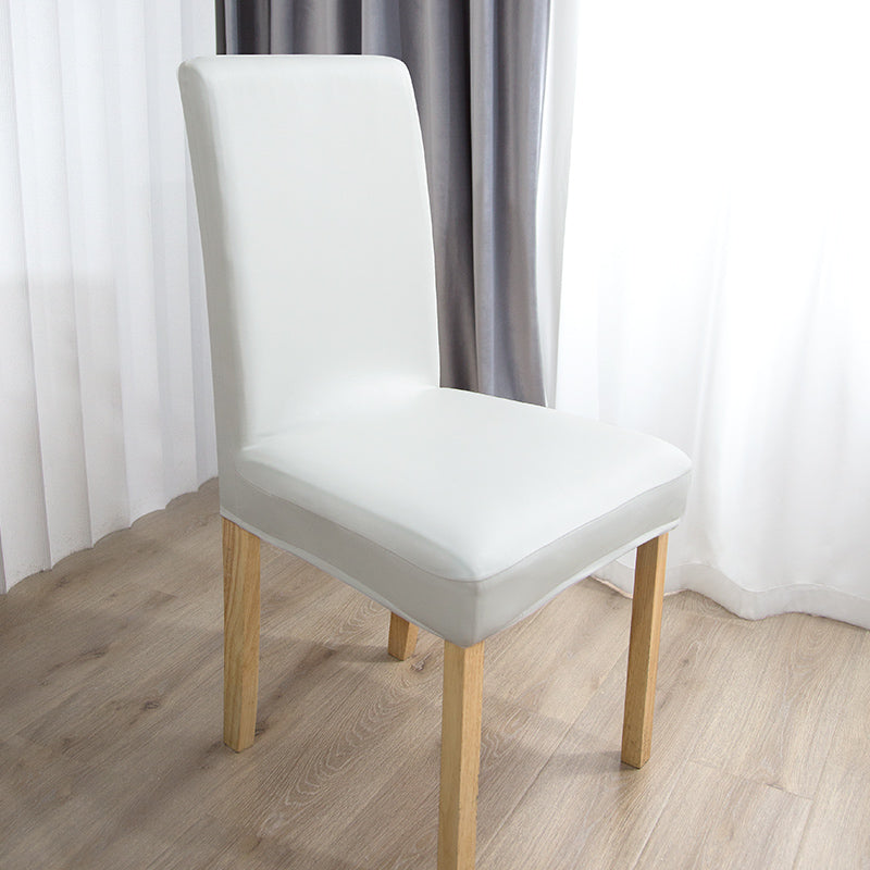 Dining Chair Covers Stretch Leather LUMIÈRE White-45to55-1