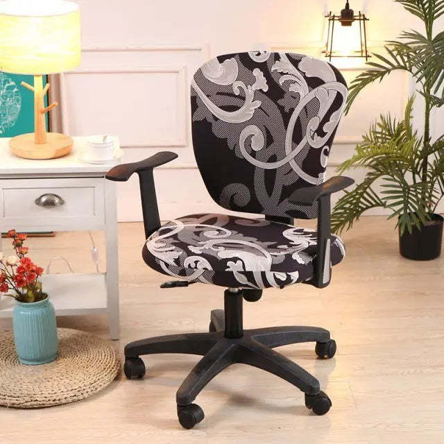 Ergonomic Chair Covers Stretch-Fit Velours LUNEAIR Dark gray-2pc set