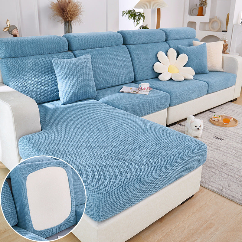 Sectional Sofa Seat Cover Stretchable LUCETTE Star Chain Sea Blue-Backrest M Code