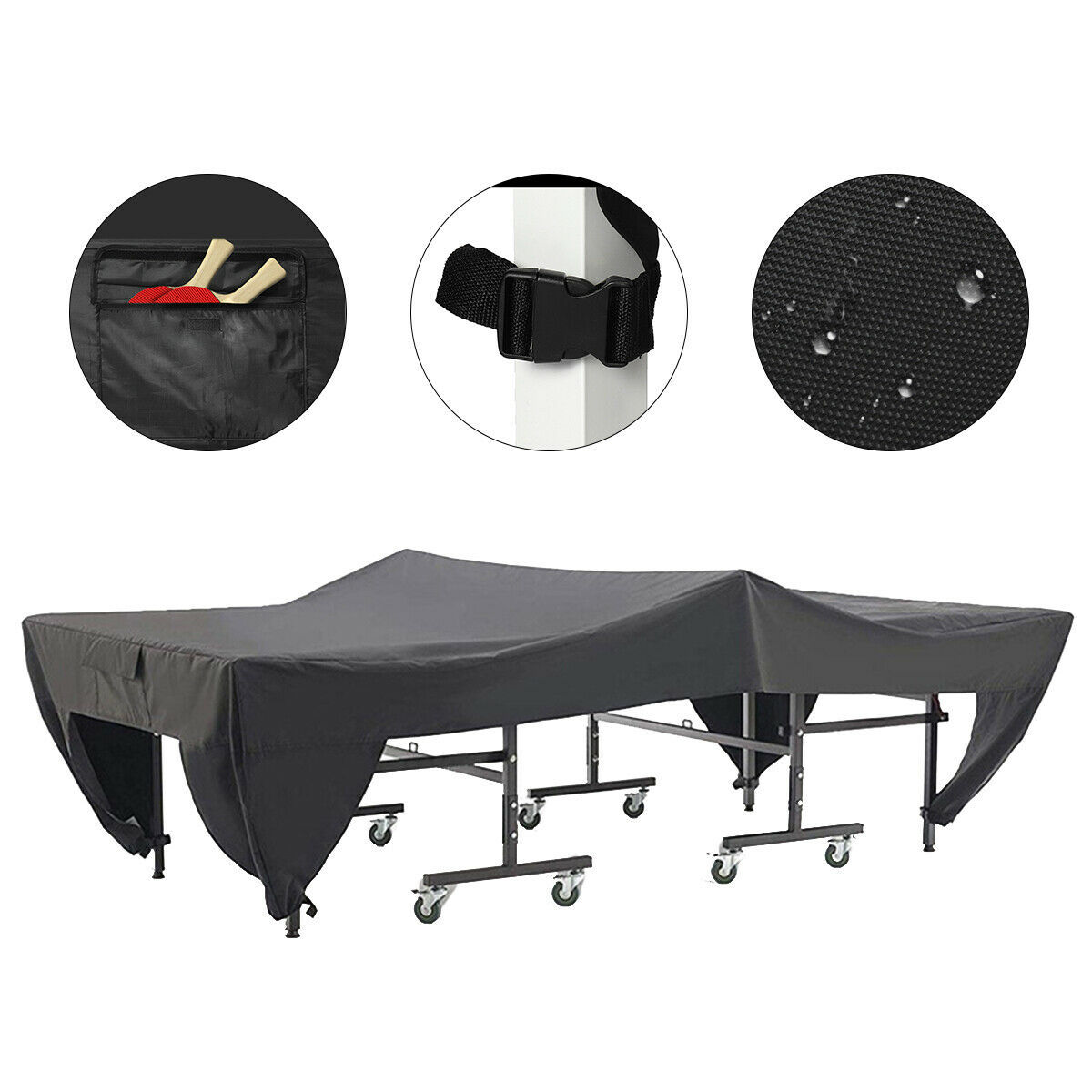 Tennis Table Outdoor Cover Waterproof Étoile Black 190D-280x152x76cm