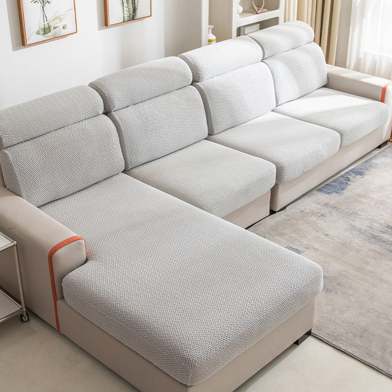 Sectional Sofa Seat Cover Stretchable Éloise Light Gray-Backrest M