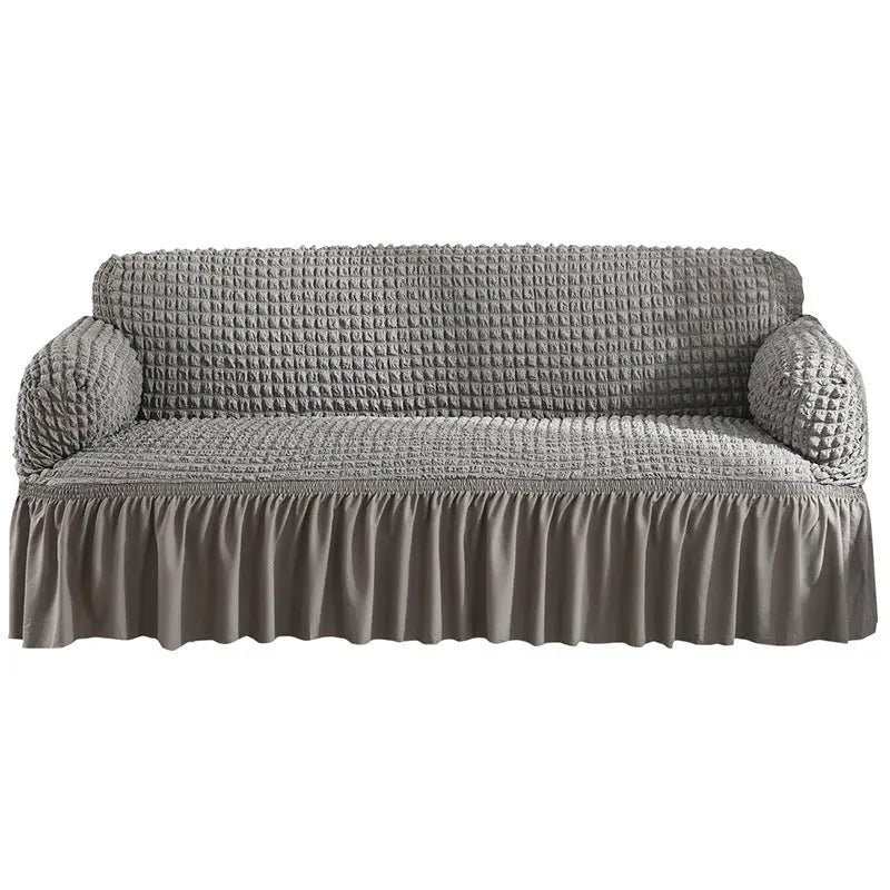 Loveseat Cover Lace Stretchable MIRELLE Light Grey-pillowcase