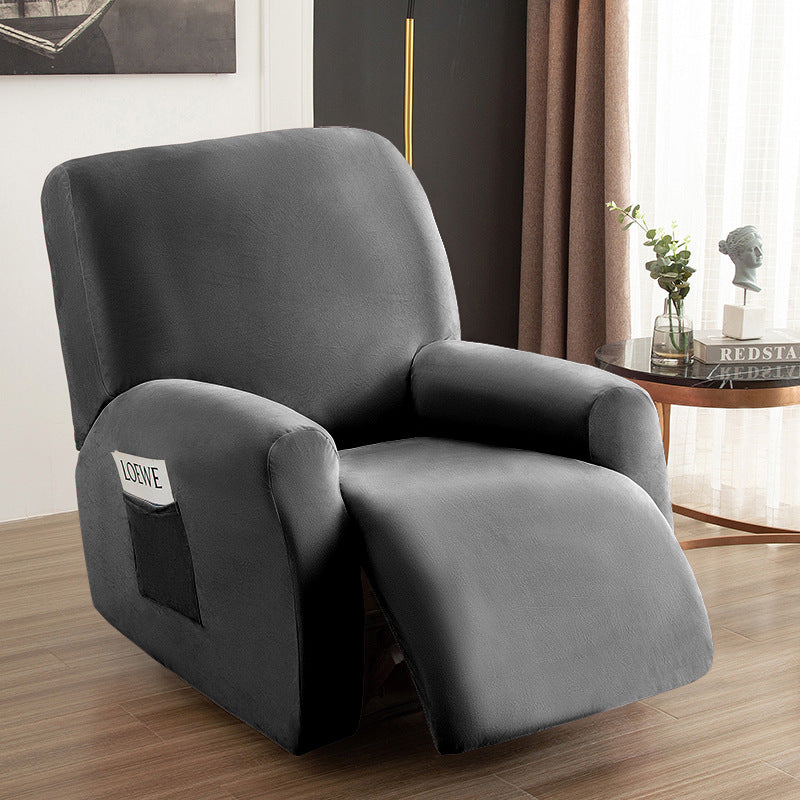 Recliner Chair Covers Velvet Stretchable CHARMÉE Dark Grey-Chivas Regal single seat