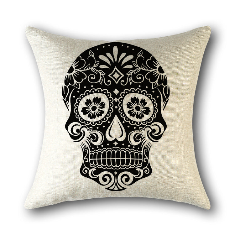 Decor Pillow Cover Linen Skullprint NOIRÉA 6 style-45x45cm