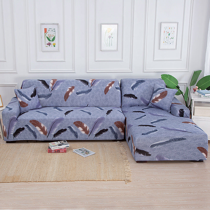 Corner Sofa Cover Modern Washable LUMIÈRE Feather Leaf Love Silk-235x300cm