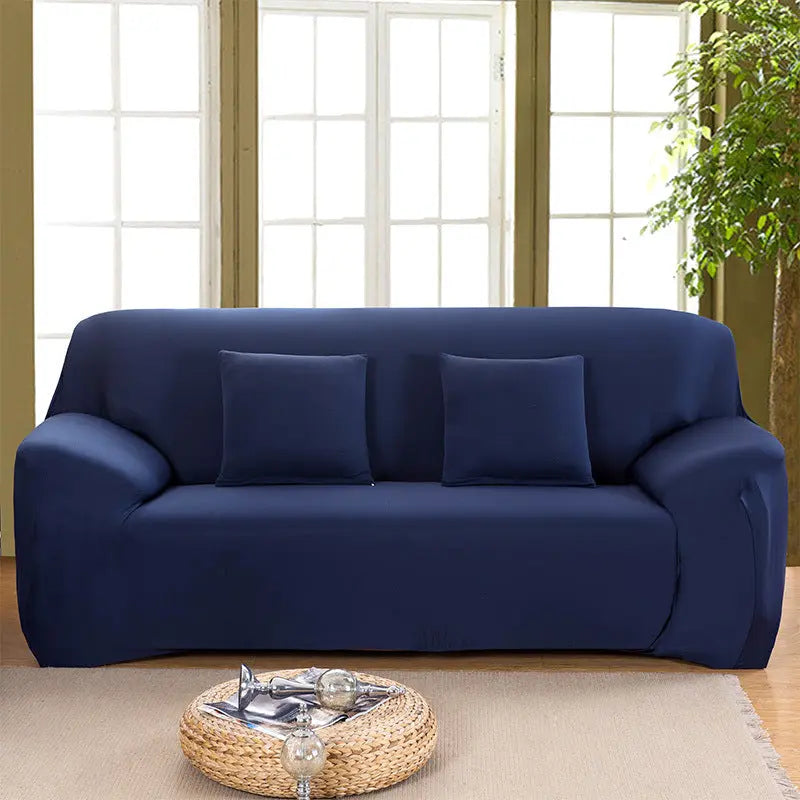 Loveseat Covers Stretch Minimalist LUMIERA Navy-Single and two pillows