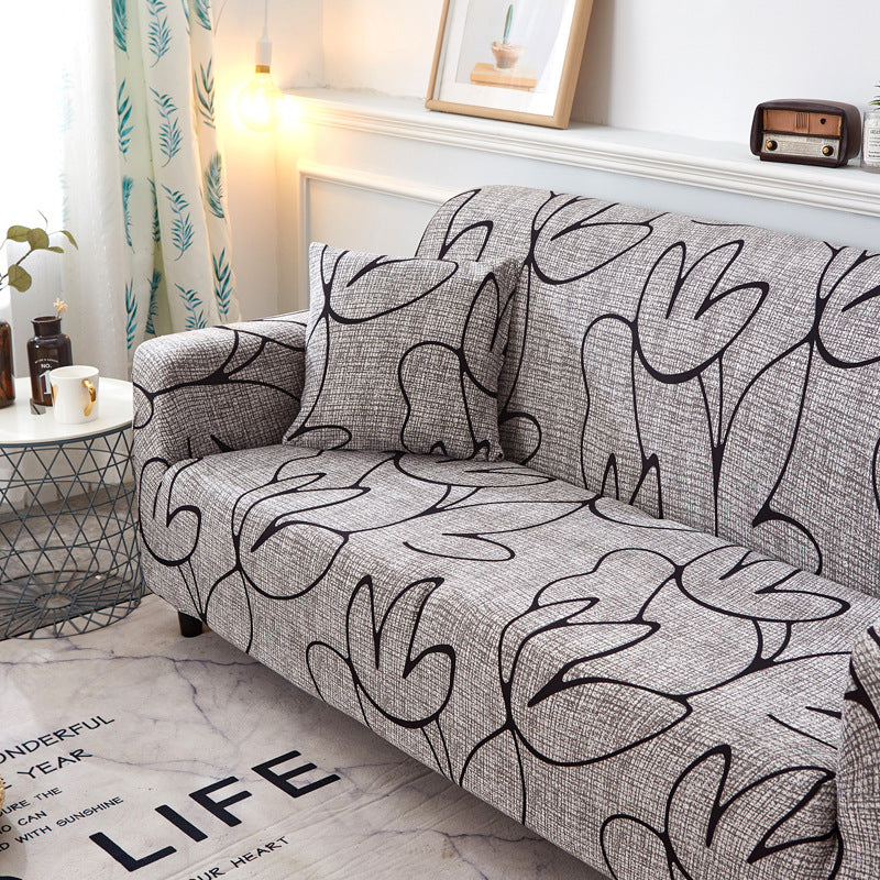 Loveseat Cover Stretch Non-Slip ELONIE Plain Lotus-235to300 Four People