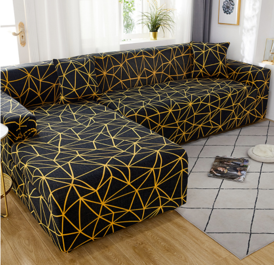 Sectional Couch Cover Stretchable Printed ELOISEA Oblique grid-45x45cm Pillowcase 2Pcs