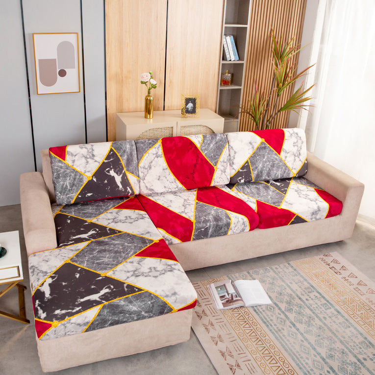 Sofa Seat Cover Stretchable Non-Slip ELIANE Happy Life Red-Single Plus sized