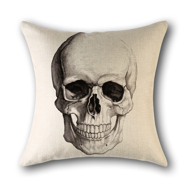 Decor Pillow Cover Linen Skullprint NOIRÉA 10 style-45x45cm