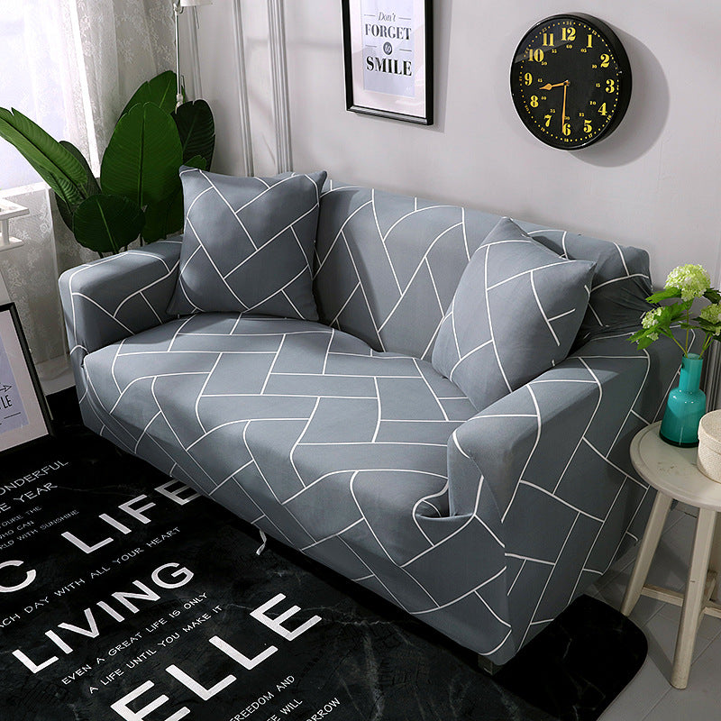 Loveseat Cover Stretch Non-Slip ELONIE Gray Line-190to230 Three People