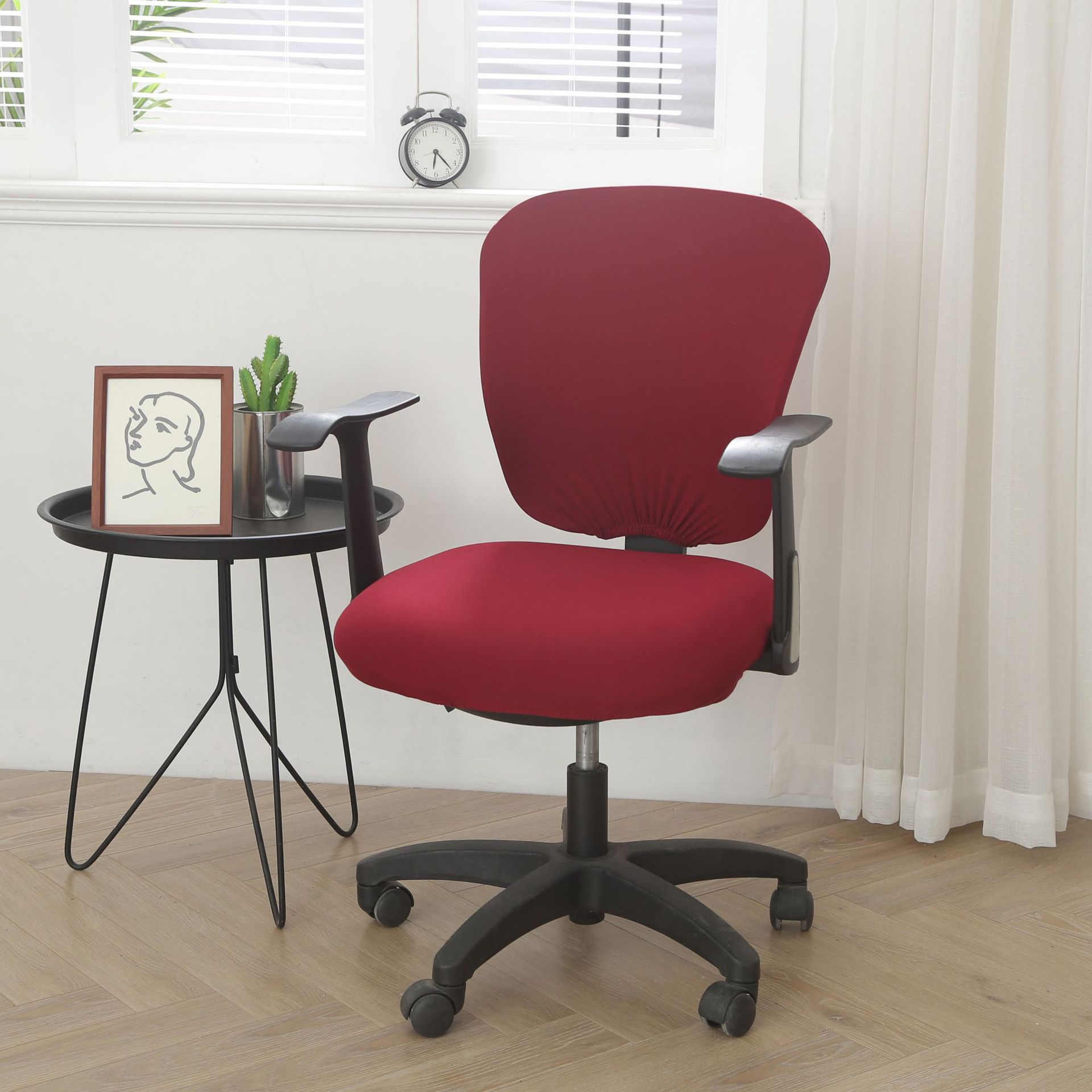 Task Chair Cover Stretchable Milk Silk ELODIE Red-Split Universal