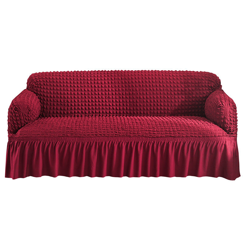 Loveseat Cover Seersucker Pet-Friendly CELINEA Wine Red-XL