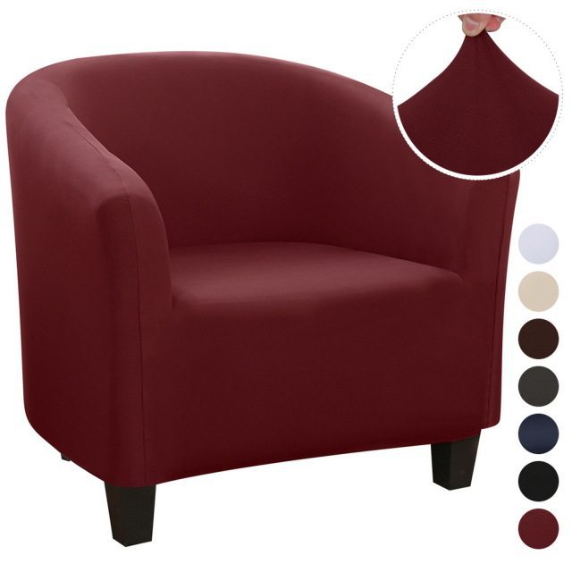 Club Chair Cover Waterproof Stretchable LUMERE Wine red Shred milk