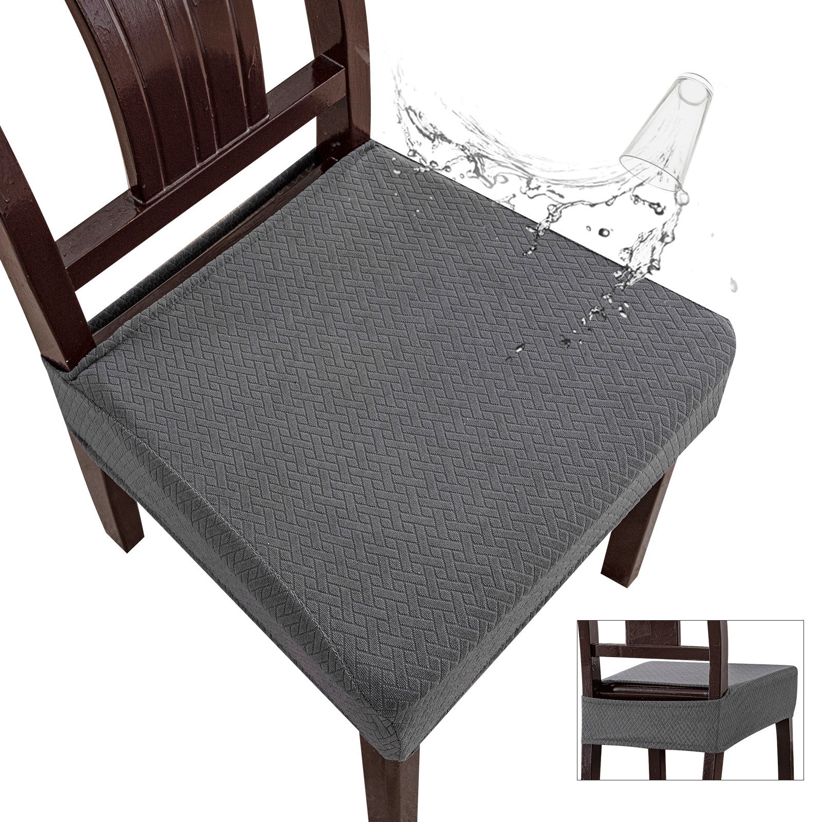 Chair Seat Cushion Covers Waterproof Polyester LUMINEA Dark Gray-50*50*8