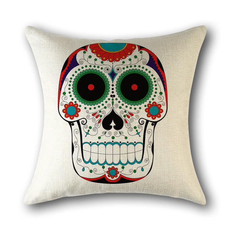 Decor Pillow Cover Linen Skullprint NOIRÉA 15 style-45x45cm