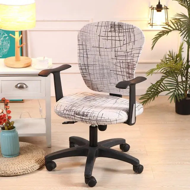 Ergonomic Chair Covers Stretch-Fit Velours LUNEAIR Silver-2pc set