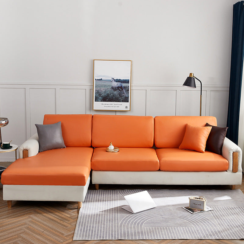 Sectional Sofa Seat Cover Tri-Proof Leather LUCINE Orange-Senior