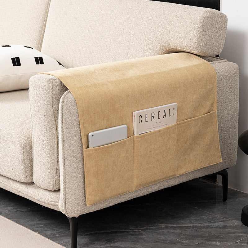 Sofa Armrest Cover Chenille Pocketed ELUNEA 03 Yellow-60X110CM