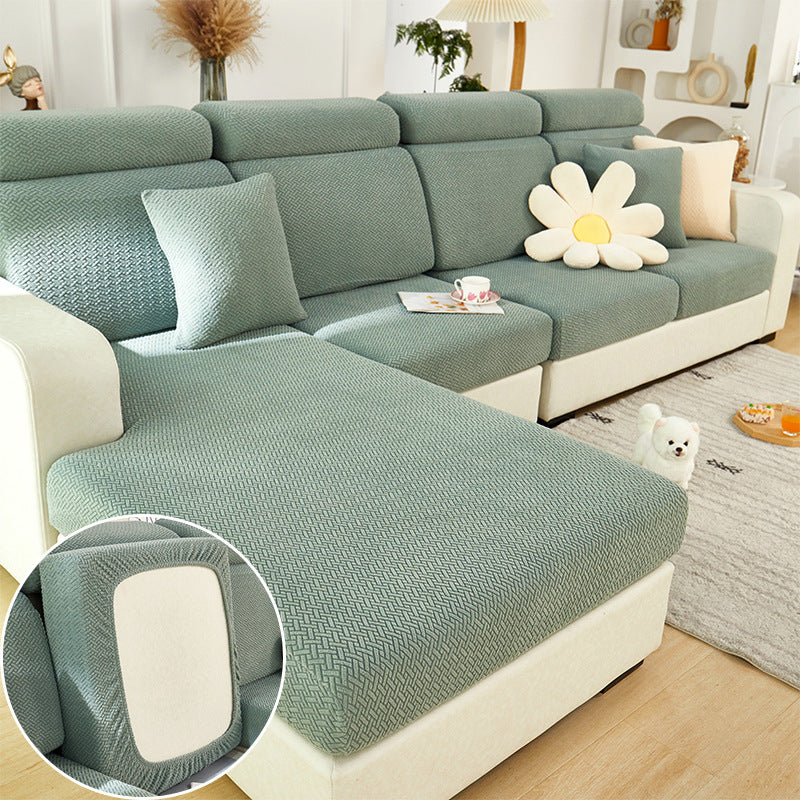 Sectional Sofa Seat Cover Stretchable LUCETTE Star Chain Green-Backrest L Code