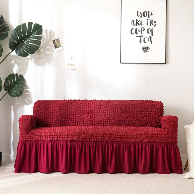 Lace Sofa Cover Pet-Friendly LUCETTE Red-2 seater